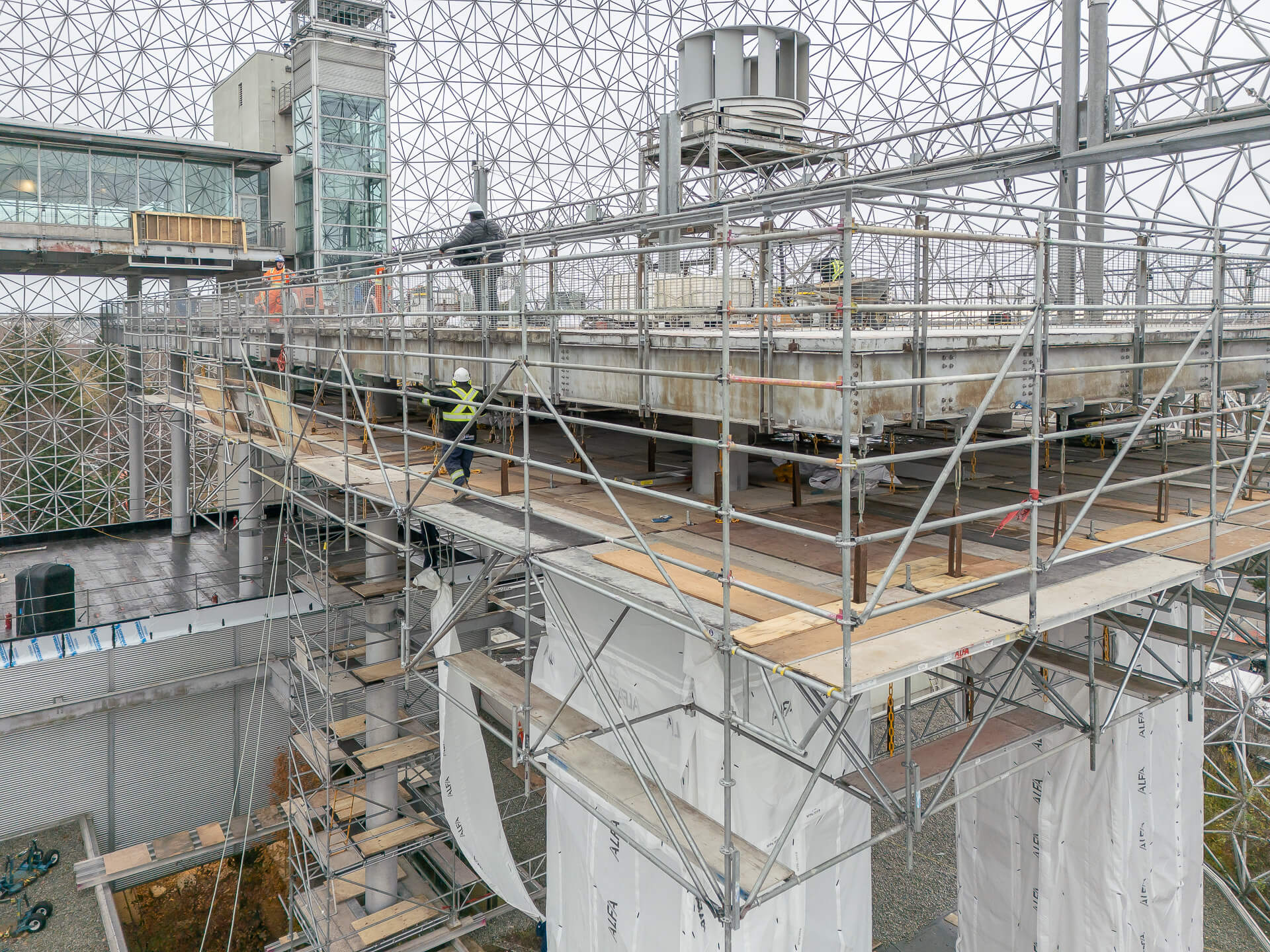 Vue de près de l'échafaudage rosette