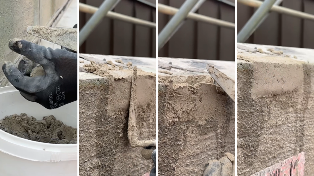 Application de mortier de restauration